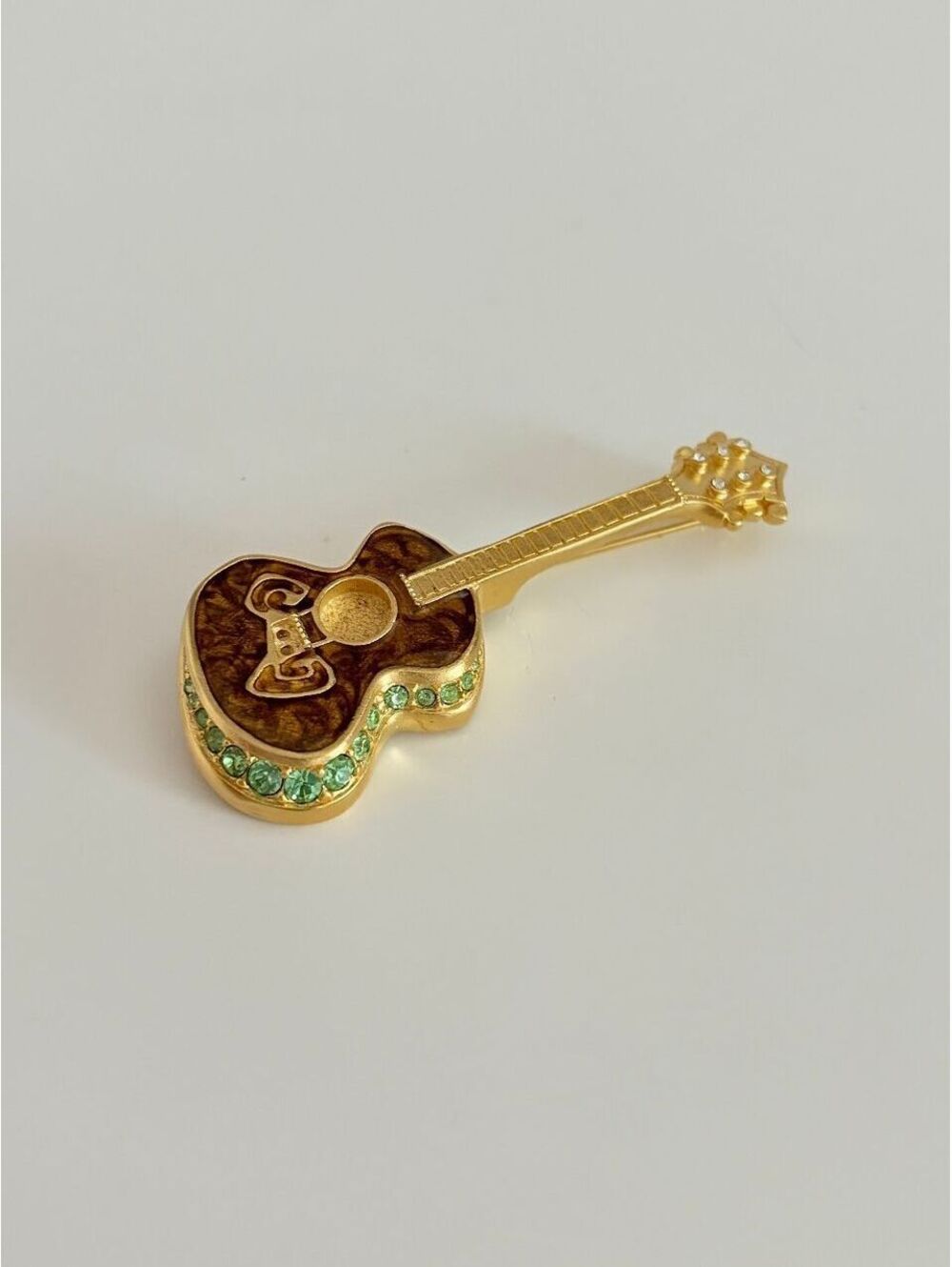 Bob Mackie Pins/Brooches Guitar with Green Rhinestones